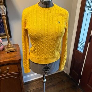 Ralph Lauren Vibrant Yellow Cable Knit Sweater